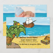 Baby Boy Birth Announcement Pirates Treasure Aankondiging (Voorkant / Achterkant)