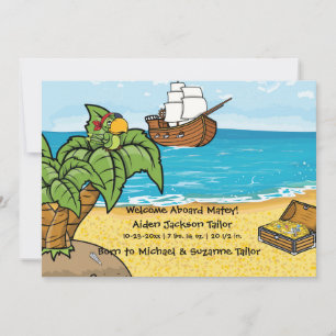 Baby Boy Birth Announcement Pirates Treasure Aankondiging