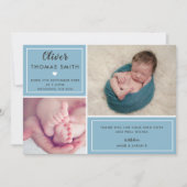 Baby Boy Birth Announding Multi Photo Aankondiging (Voorkant)