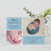 Baby Boy Birth Announding Multi Photo Aankondiging (Staand voorkant)