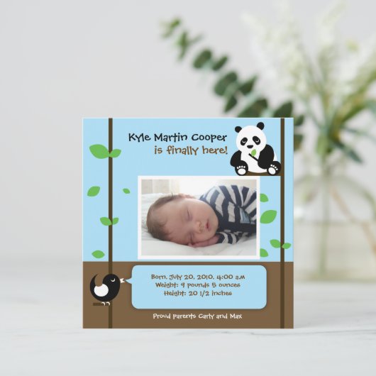 Baby Boy Birth Announement Aankondiging (Staand voorkant)