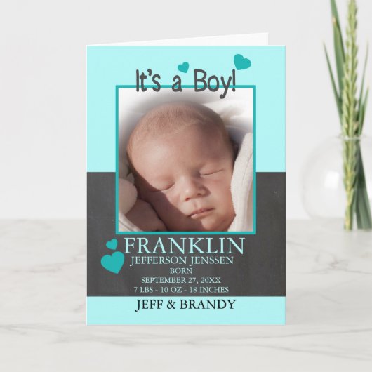 Baby Boy Birth Announement Aankondiging (Voorkant)