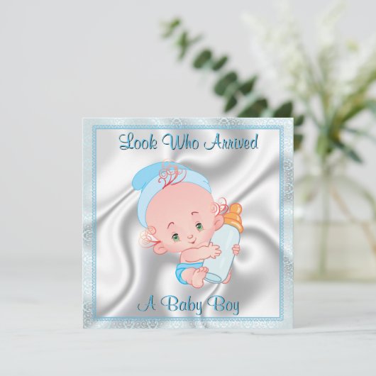 Baby Boy Birth Announement Aankondiging (Staand voorkant)