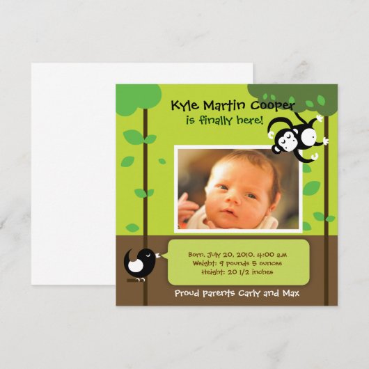 Baby Boy Birth Announement Aankondiging (Voorkant / Achterkant)