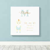 Baby Boy Birth Announement Canvas Afdruk (Insitu (Houten vloer))