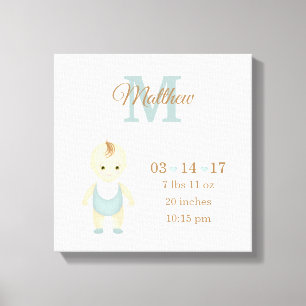 Baby Boy Birth Announement Canvas Afdruk