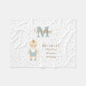 Baby Boy Birth Announement Fleece Deken (Voorkant (Horizontaal))