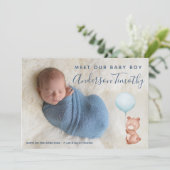 Baby Boy Birth Announement Kaart (Staand voorkant)