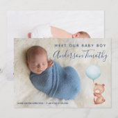 Baby Boy Birth Announement Kaart (Voorkant / Achterkant)