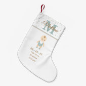 Baby Boy Birth Announement Kleine Kerstsok (Voorkant (Hangend))