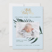 Baby Boy Birth Announement - Tropisch Palm Leaf Aankondiging (Voorkant)