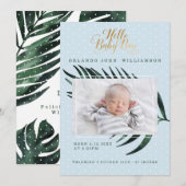 Baby Boy Birth Announement - Tropisch Palm Leaf Aankondiging (Voorkant / Achterkant)