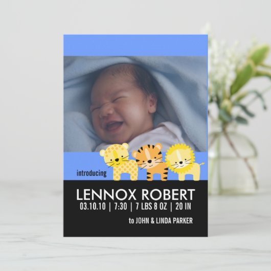 Baby Boy Birth Announounding Fotokaarten Aankondiging (Staand voorkant)