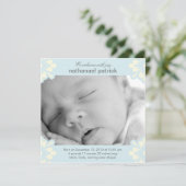 Baby Boy Birth Announounge - Floral Corners Aankondiging (Staand voorkant)
