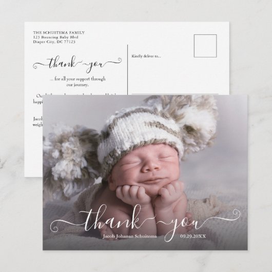 Baby Boy Birth kondiging Foto Briefkaart (Voorkant / Achterkant)