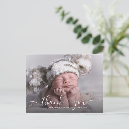 Baby Boy Birth kondiging Foto Briefkaart (Staand voorkant)