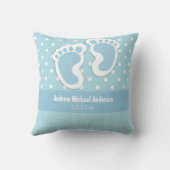 Baby Boy Birth Notice Name Date Polka Dot Kussen (Achterkant)