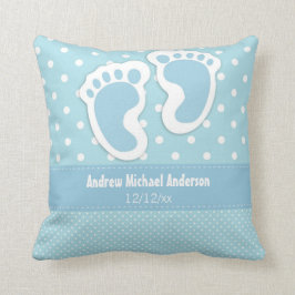 Baby Boy Birth Notice Name Date Polka Dot Kussen
