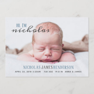 Baby Boy Birth Notice Simple Cute Aankondiging
