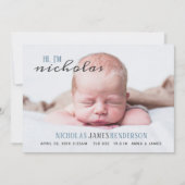 Baby Boy Birth Notice Simple Cute Aankondiging (Voorkant)