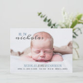 Baby Boy Birth Notice Simple Cute Aankondiging (Staand voorkant)