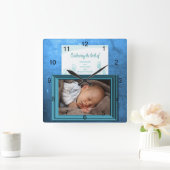 Baby Boy Birth Photo Keepomwille Vierkante Klok (Huis)