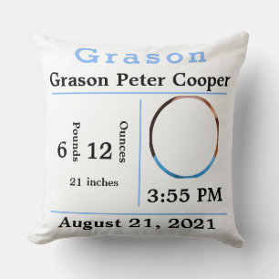 Baby Boy Birth Statistics Fotosjabloonstoel Kussen
