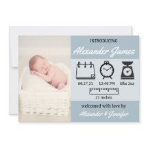 Baby Boy Birth Stats Blue Notice