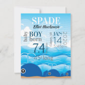 Baby Boy Birth Stats kondiging Blue Whales Kaart (Voorkant)