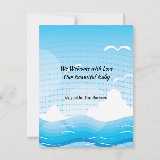 Baby Boy Birth Stats kondiging Blue Whales Kaart (Achterkant)