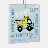 Baby Boy Birth Stats Truck Ornament (Rechts)