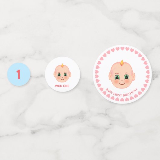 Baby Boy Birthday op blauw & wit Confetti (Voorkanten)