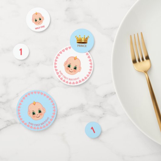 Baby Boy Birthday op blauw & wit Confetti (Groep)