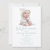 Baby Boy Blauw Baby shower Uitnodiging (Voorkant)