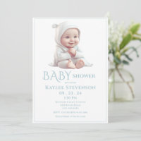 Baby Boy Blauw Baby shower Uitnodiging