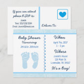 Baby Boy Blauw Baby shower Uitnodiging (Voorkant / Achterkant)