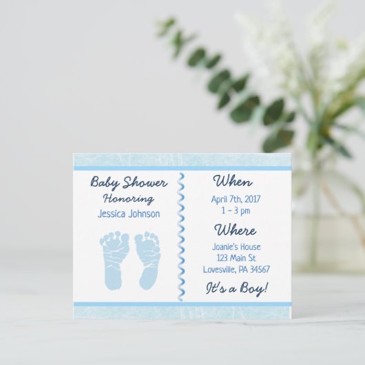 Baby Boy Blauw Baby shower Uitnodiging (Staand voorkant)