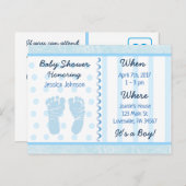 Baby Boy Blauw Baby shower Uitnodiging (Voorkant / Achterkant)