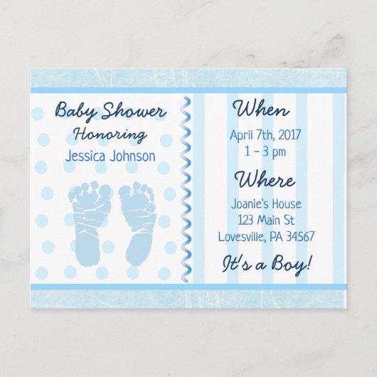 Baby Boy Blauw Baby shower Uitnodiging (Voorkant)
