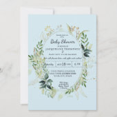 Baby Boy Blauw Douche Waterverf Eucalyptus Foliage Kaart (Voorkant)