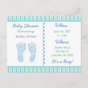 Baby Boy Blauw en Groen Baby shower Uitnodiging
