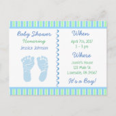 Baby Boy Blauw en Groen Baby shower Uitnodiging (Voorkant)