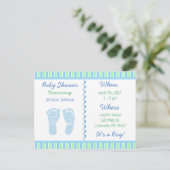 Baby Boy Blauw en Groen Baby shower Uitnodiging (Staand voorkant)