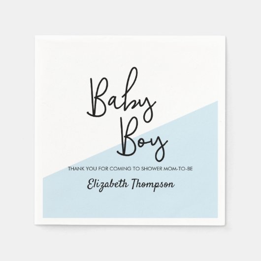 Baby Boy blauw Gepersonaliseerd Baby shower Servet (Voorkant)