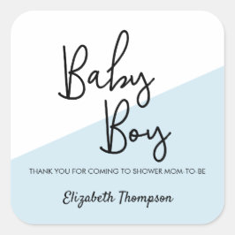 Baby Boy blauw Gepersonaliseerd Baby shower Vierkante Sticker