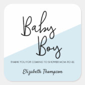 Baby Boy blauw Gepersonaliseerd Baby shower Vierkante Sticker (Voorkant)