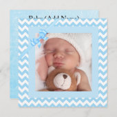 Baby Boy Blauw Gestreepte Geboorte Aankondiging (Voorkant / Achterkant)