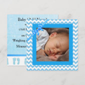 Baby Boy Blauw Gestreepte Verjaardag Aankondiging (Voorkant / Achterkant)