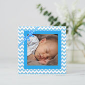 Baby Boy Blauw Gestreepte Verjaardag Aankondiging (Staand voorkant)