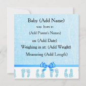 Baby Boy Blauw Gestreepte Verjaardag Aankondiging (Achterkant)